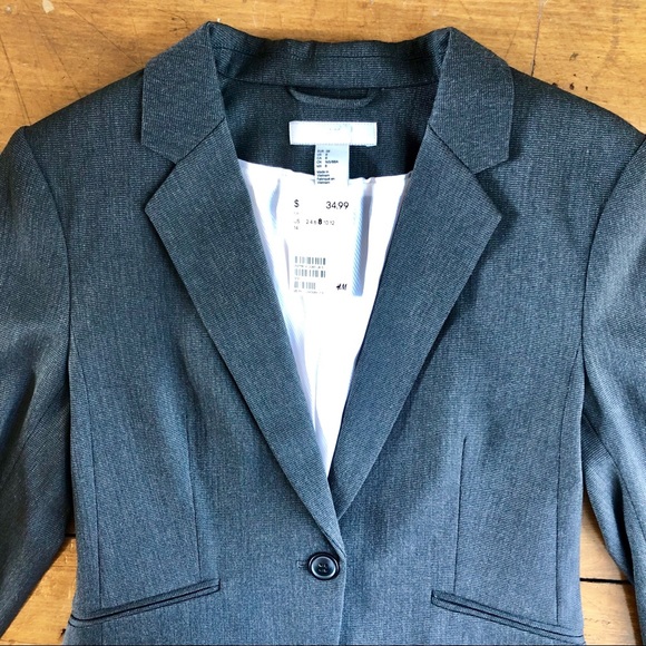 H&M Jackets & Blazers - H&M Fitted Blazer - Charcoal Grey